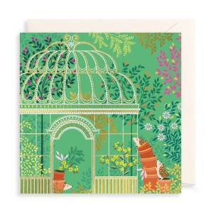 Поздравителна картичка - Таралежи и оранжерийна градина